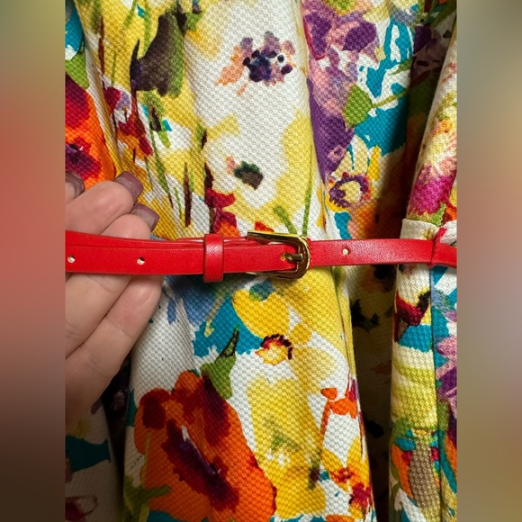 NEW Evan Picone Floral Dress with Red Belt size 12 - Picture 3 of 7